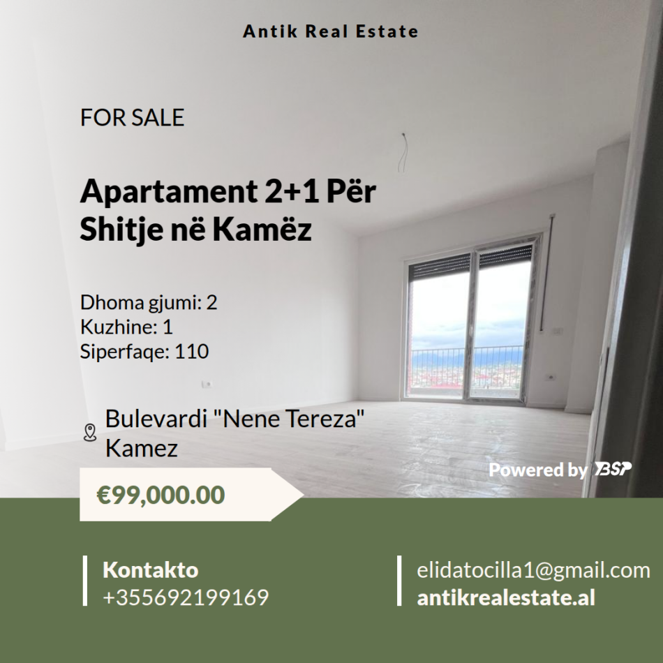 Tirane, shitet apartament 2+1+Ballkon Kati 6, 110 m² 99.000 € (Bulevardi Nene Tereza)