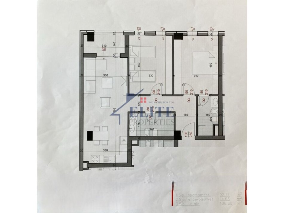 Tirane, shitet apartament 2+1+Ballkon Kati 3, 107 m² 160.200 € (Don Bosko)