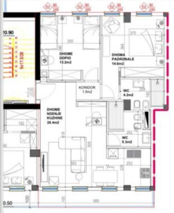 Tirane, shitet apartament 2+1 Kati 5, 101 m² 373.700 € (Blloku)