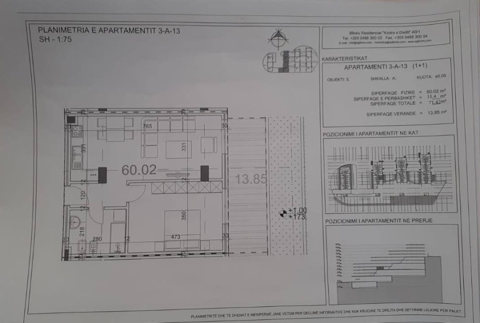 Tirane, shitet apartament 1+1, Verande,  72 m² 117,500 € (Rezidenca Kodra e Diellit 2)