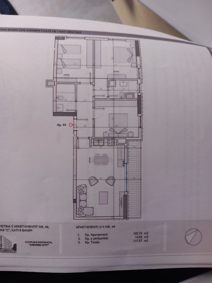 Tirane, shitet apartament 3+1 Kati 8, 118 m² 117.000 € (Univers City)
