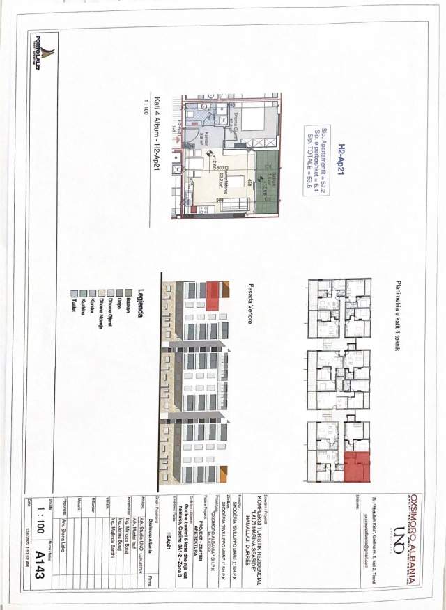 Durres, shitet apartament 1+1+BLK Kati 4, 64 m²  (Porto Lalzi)