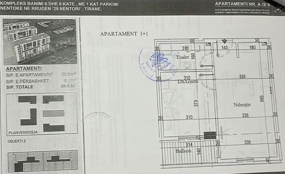 Tirane, shitet apartament 1+1+Ballkon Kati 3, 60 m² 71.500 € (Tirana Entry 2)