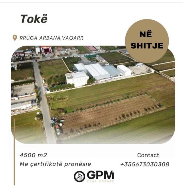 Tirane, shes toke 4.500 m² 62 Euro/m2 ne Vaqarr