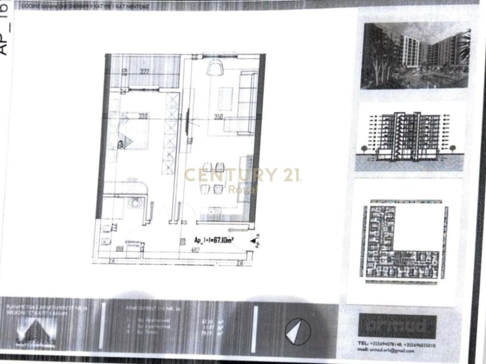 Tirane, shes apartament 1+1 Kati 3, 67 m² 59,000 € (Qender Kamez)