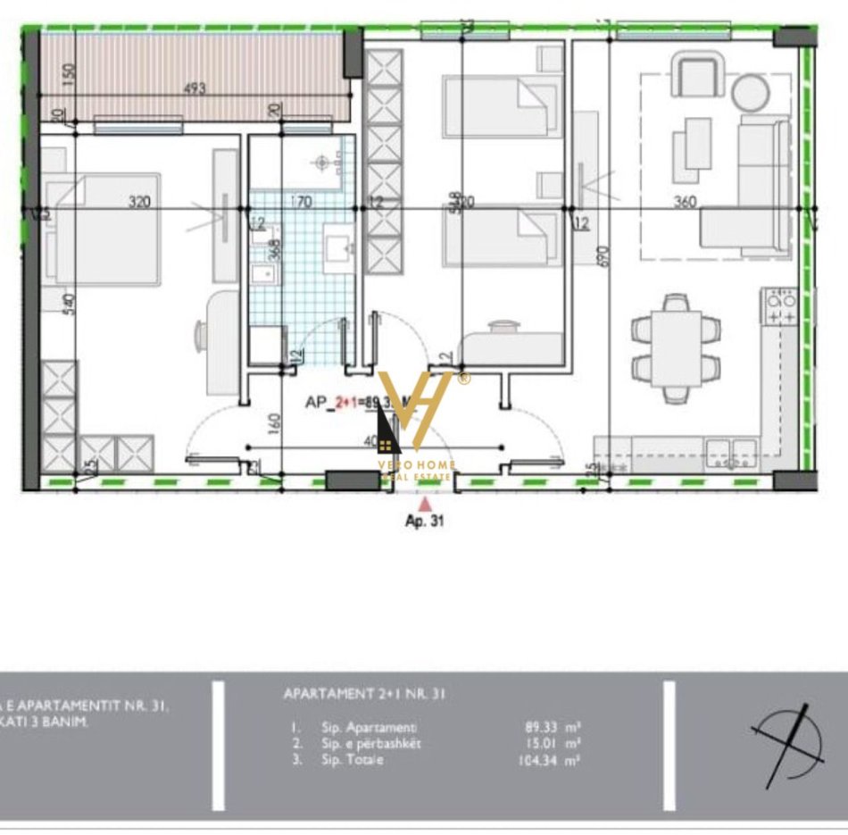 Tirane, shitet apartament 2+1+Ballkon Kati 3, 104 m² 81.000 € (KAMEZ)