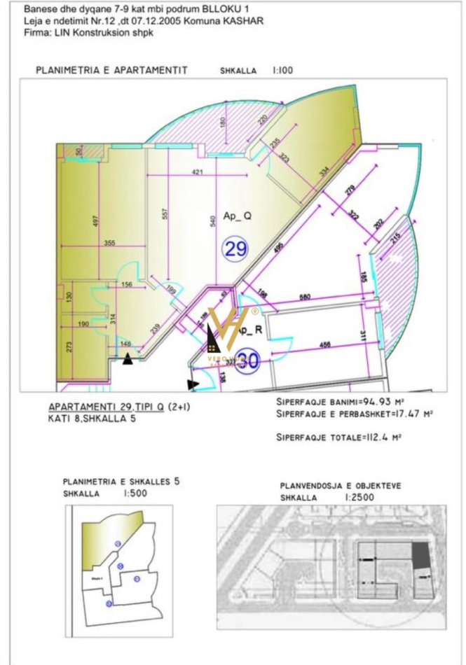 Tirane, shitet apartament 2+1+Ballkon Kati 8, 112 m² 129.260 € (KASHAR)