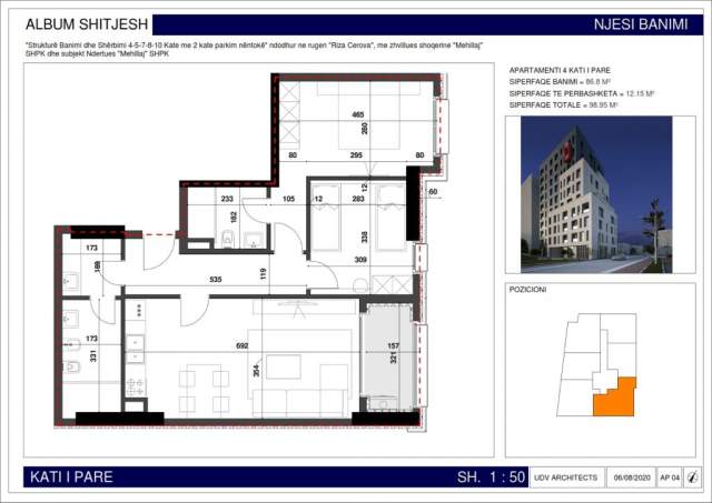 Tirane, shes apartament 2+1+BLK Kati 1, 99 m² 140.000 Euro