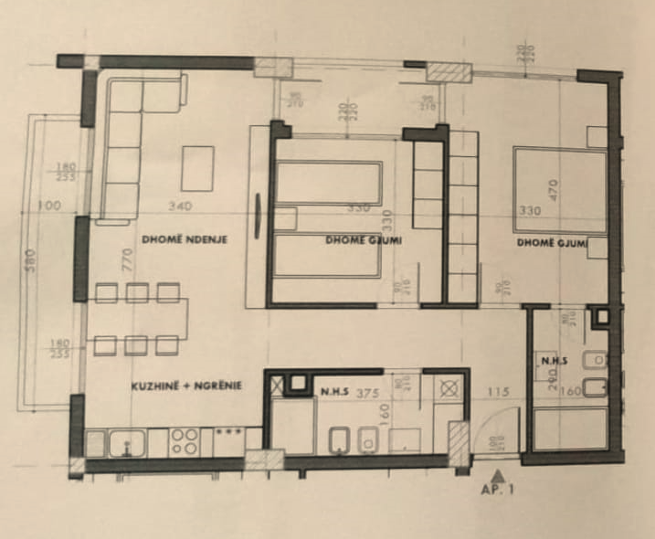 Tirane, shes apartament 2+1 Kati 6, 107 m² 134.000 € (Ish Fusha e Aviacionit)