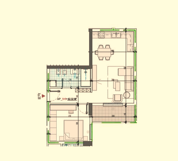 Shqiperi, shes apartament 1+1+Ballkon Kati 5, 72 m² 69.264 € (Urban Residence, Paskuqan)