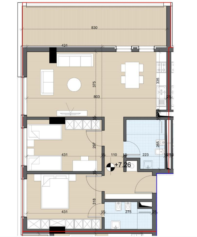 Tirane, shes apartament 2+1+Ballkon Kati 2, 126 m² 109.000 € (Univers City)