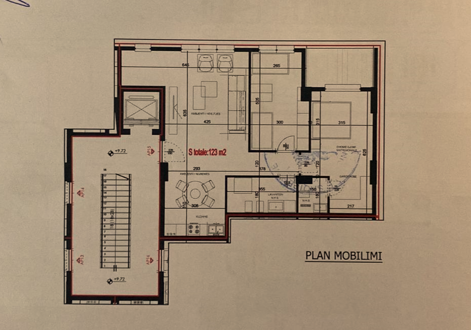 Tirane, shes apartament 2+1+Ballkon Kati 4, 123 m² 184.500 € (Rruga e Elbasanit)