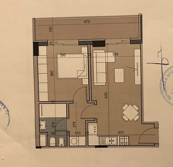 Tirane, shes apartament 1+1+Ballkon Kati 1, 73 m² 72.000 € (Univers City)