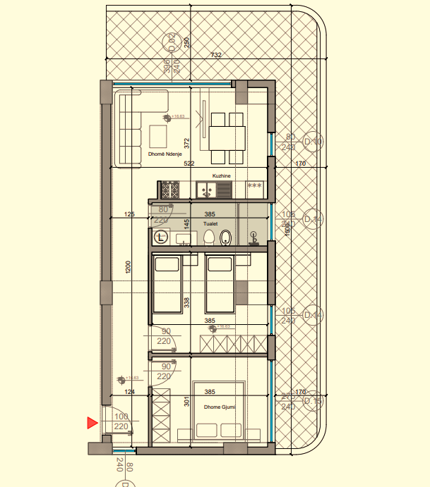 Apartament 2+1+Verandë në shitje, Turquoise Marina