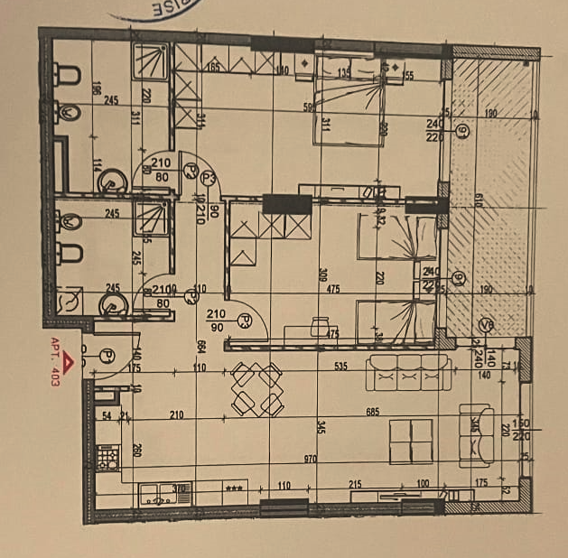 Tirane, shes apartament 2+1+Ballkon Kati 4, 124 m² 180.900 € (Mirabella Residence)