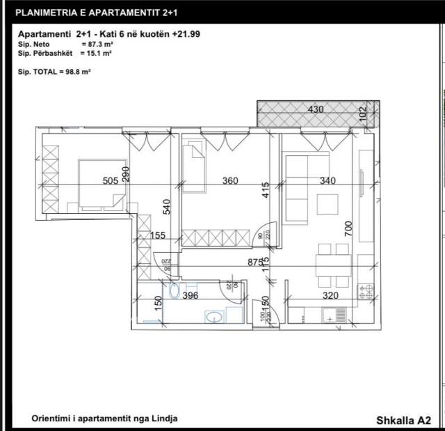 Tirane, shitet apartament 2+1+BLK Kati 6, 98 m² 104.000 Euro (Dritan Hoxha)