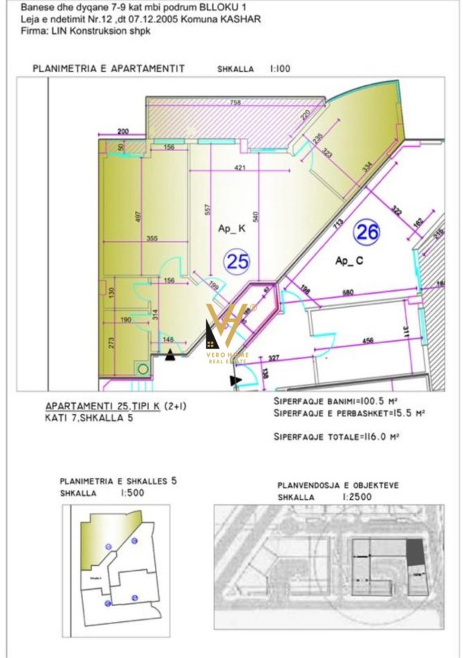 Tirane, shitet apartament 2+1+Ballkon Kati 7, 116 m² 133.400 € (KASHAR)