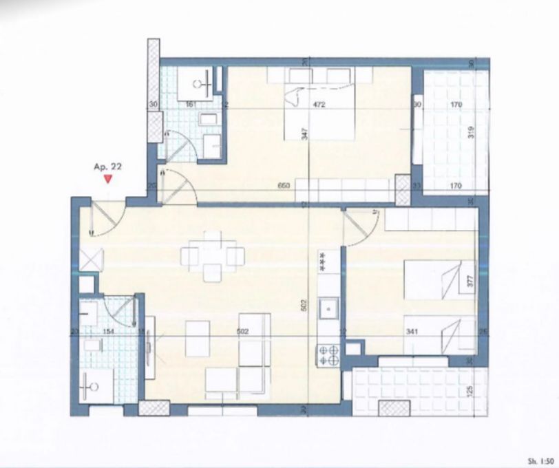 Durres, shitet apartament 2+1 Kati 3, 104 m² 124.800 € (Golem)