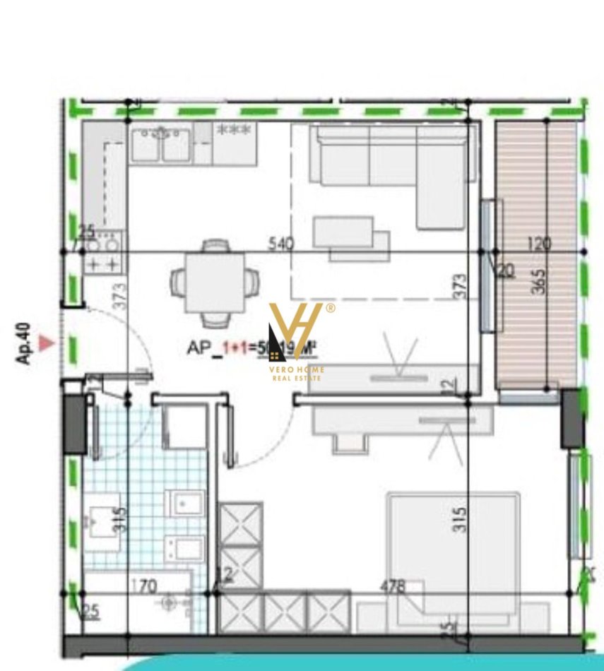 Tirane, shitet apartament 1+1+Ballkon Kati 3, 58 m² 45.200 € (KAMEZ)