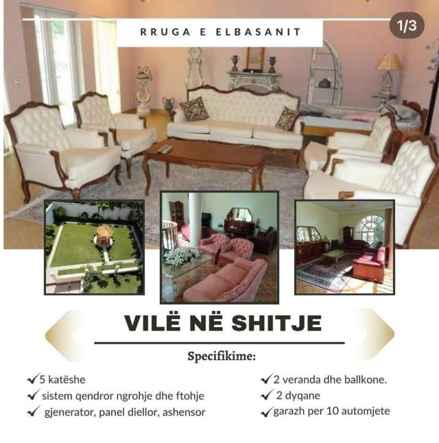 Tirane, shitet Vile 5+1 Kati 5, 1.600 m² 3.600.000 Euro (Rruga e Elbasanit)