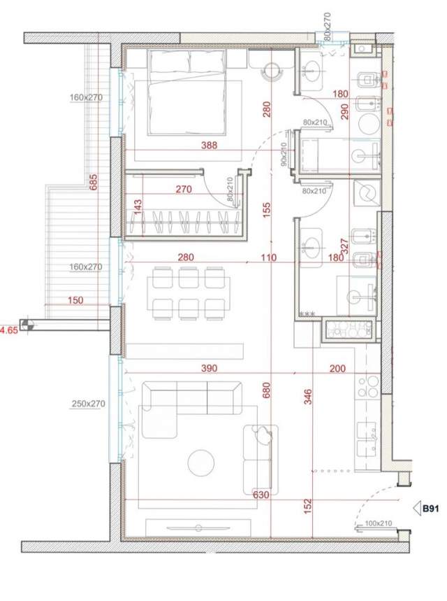 Tirane, shes apartament 1+1+BLK Kati 9, 89 m² 195.720 Euro (Bulevardi i Ri)