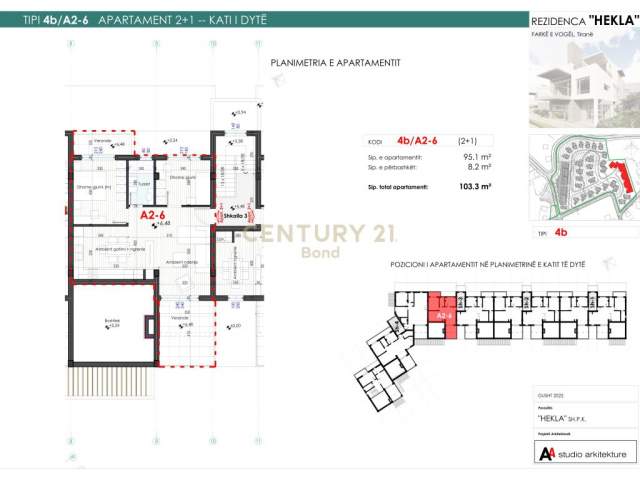 Tirane, shitet apartament Kati 2, 103 m² 124.000 Euro (Farke)