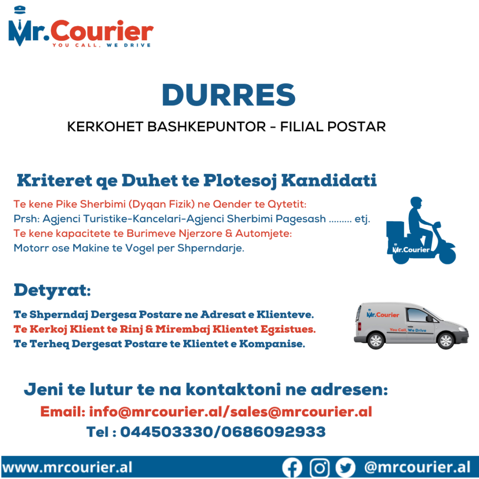 Durres, Kerkohet Bashkepuntor si Perfaqesues te Sherbimeve Postare