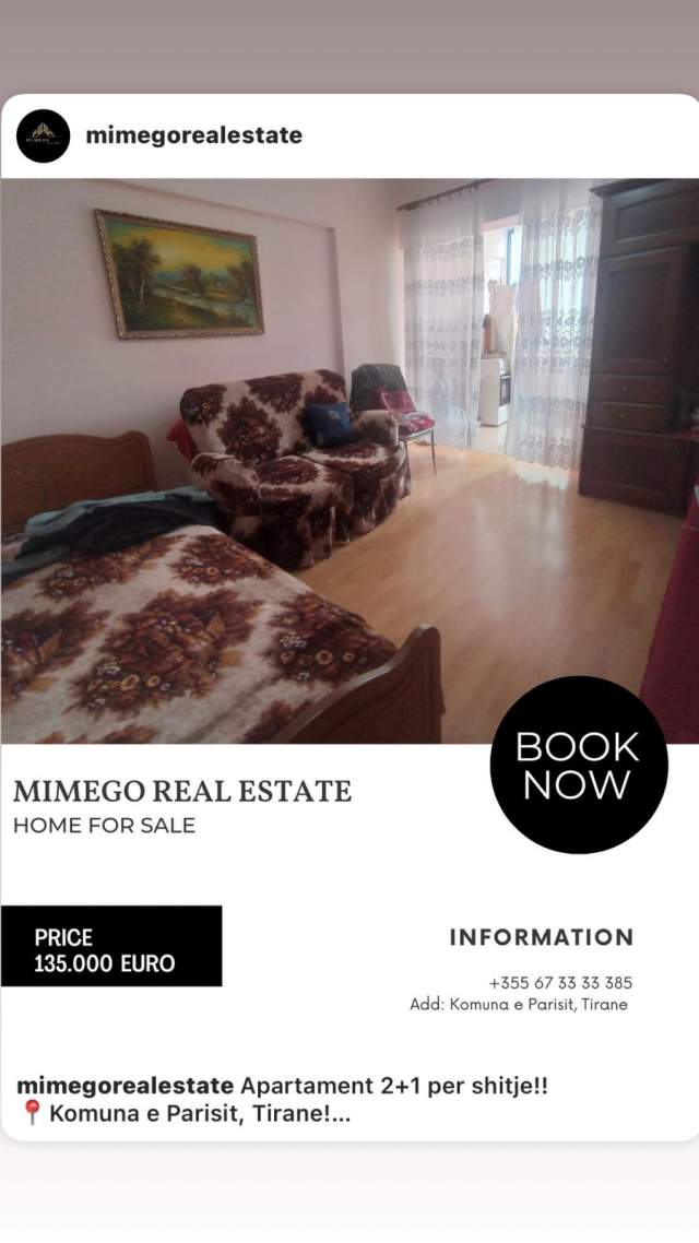 Tirane, shes apartament 2+1+A+BLK Kati 2, 100 m² 135.000 Euro (komuna e parisit)