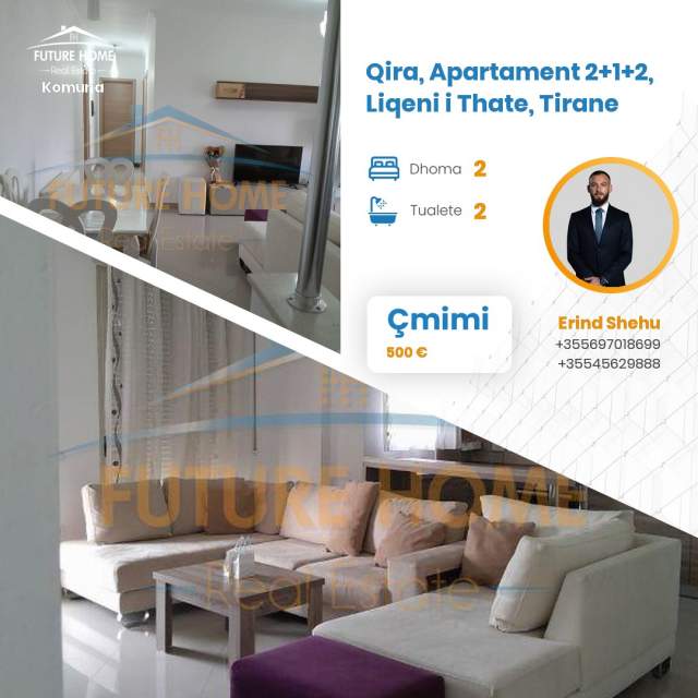Tirane, jepet me qera apartament 2+1+BLK Kati 2, 89 m² 500 Euro