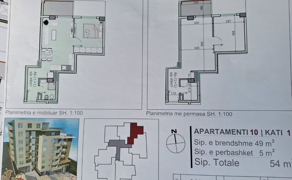 Shitet Apartament 1+1  ne Sarande shum prane Detit  ndertim i ri teper cilesor 54 M2 super cmim 64.800 EURO