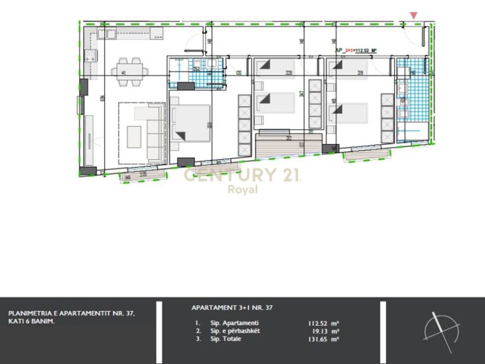 Tirane, shes 2+1 Kati 6, 131 m² 125.100 € (Paskuqan)