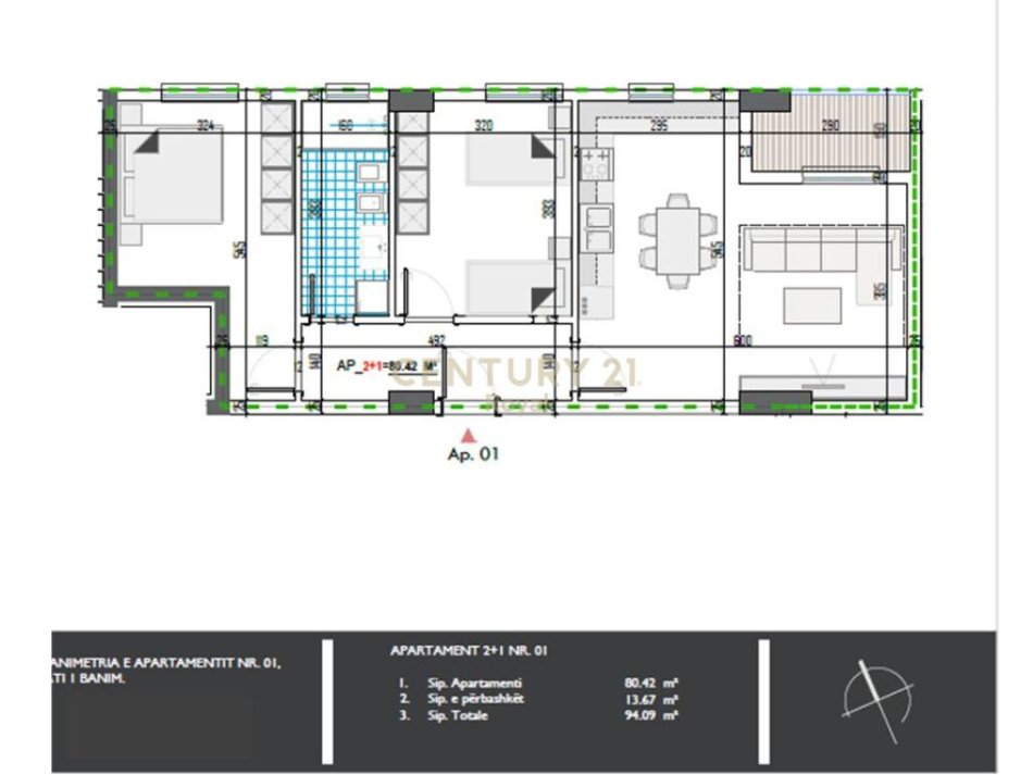 Tirane, shes apartament 2+1 Kati 1, 92 m² 89.300 € (Paskuqan)