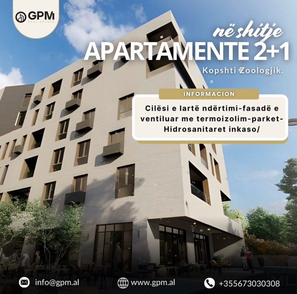 Apartamente 2+1 ne shitje prane Kopshtit Zologjik