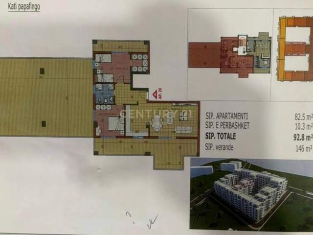 Tirane, shes apartament 2+1+A+BLK Kati 7, 93 m² 95.000 Euro (Fresku)