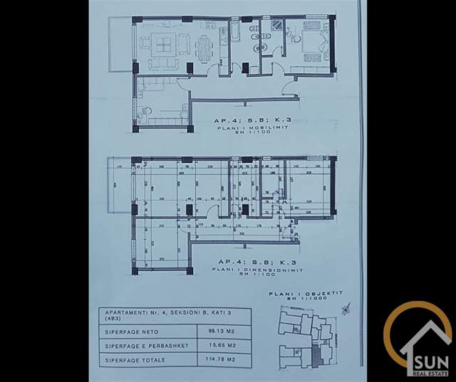 Shkoder, shitet apartament 2+1+BLK Kati 3, 114 m² 90.800 Euro (Sheshi Demokracia, Teatri Migjeni)
