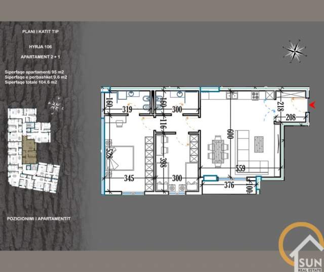 Shkoder, shitet apartament 2+1+BLK Kati 1, 104 m² 83.700 Euro (BULEVARDI SKENDERBEU)