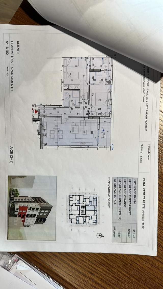Tirane, shitet apartament 2+1+BLK Kati 3, 100 m² 100.000 Euro (Rruga 5 Maji)