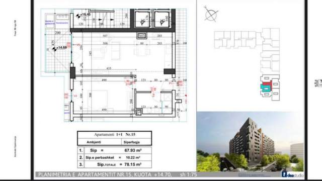 Tirane, shes apartament 1+1+A+BLK Kati 4, 78 m² 132.500 Euro (KOMPLEKSI DINAMO)