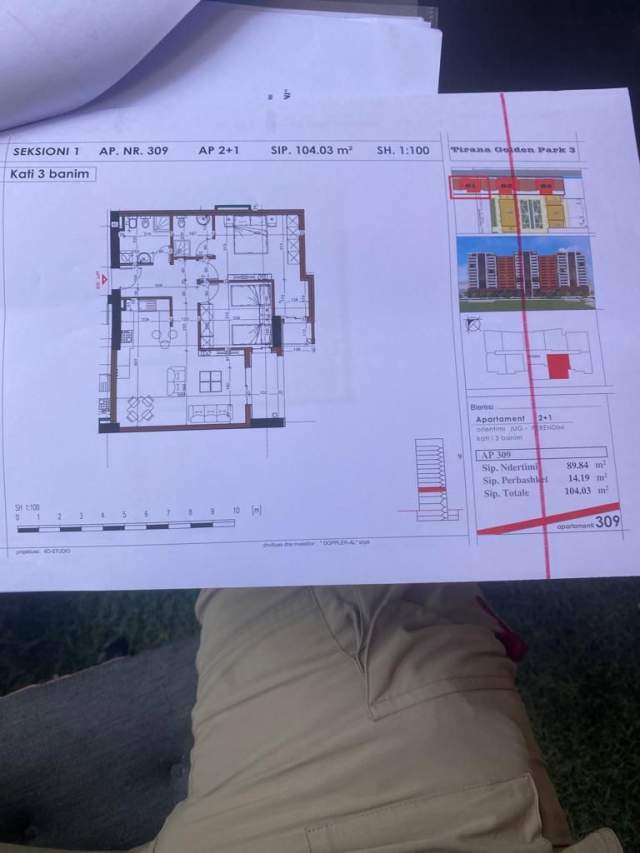 Tirane, shitet apartament 2+1+BLK Kati 3, 104 m² 120.000 Euro