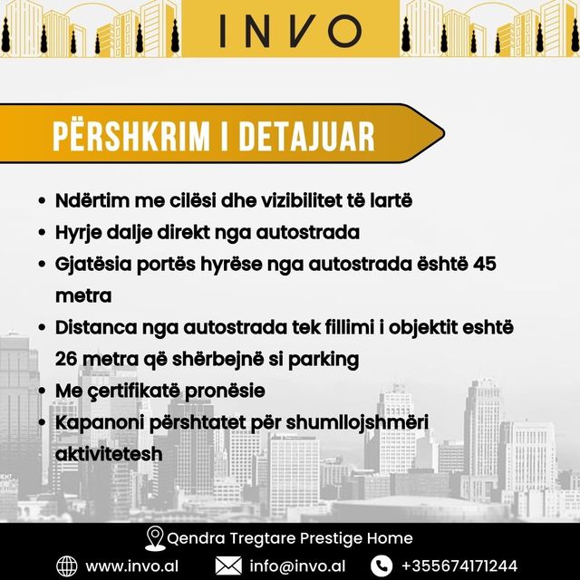 Tirane, shitet magazine , 6.174 m² 2.200.000 € (Autostrada Tirane - Durres)