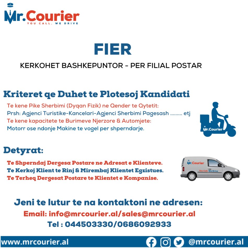 Fier, Kerkohet Bashkepuntor si Perfaqesues te Sherbimeve Postare