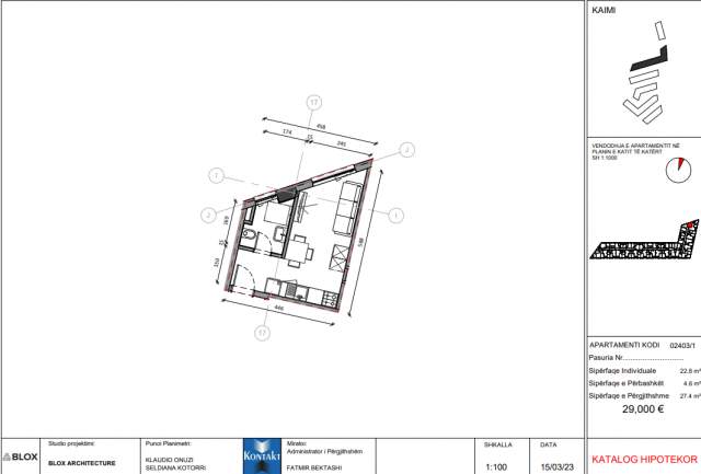 Tirane, shitet garsonier Kati 3, 28 m² 29.000 Euro (Pasho Hysa)