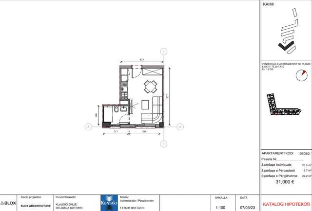 Tirane, shitet garsonier Kati 7, 29 m² 31.000 Euro (Pasho Hysa)