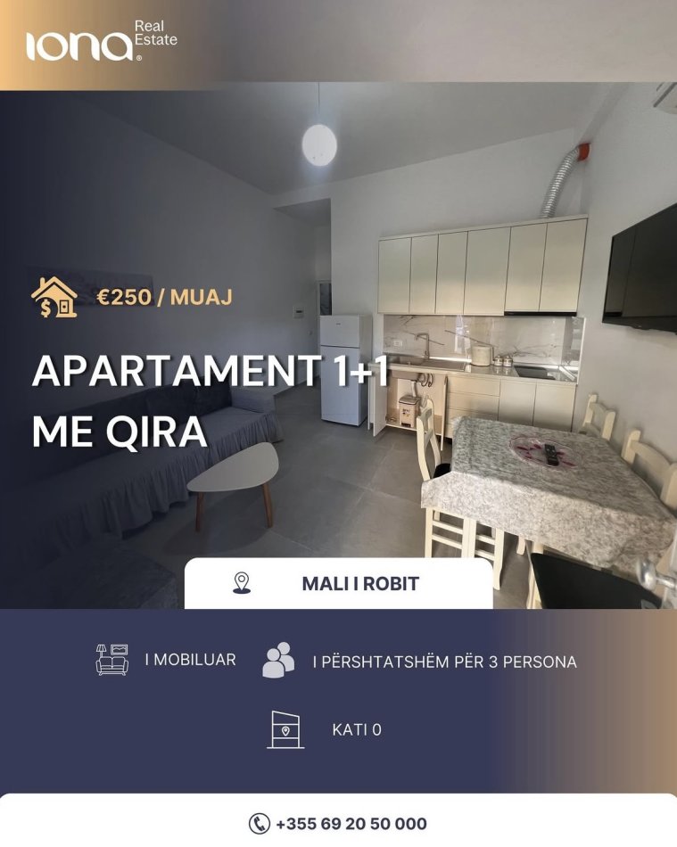 Mali Robit, apartament 1+1 me QERA , Kati 0,