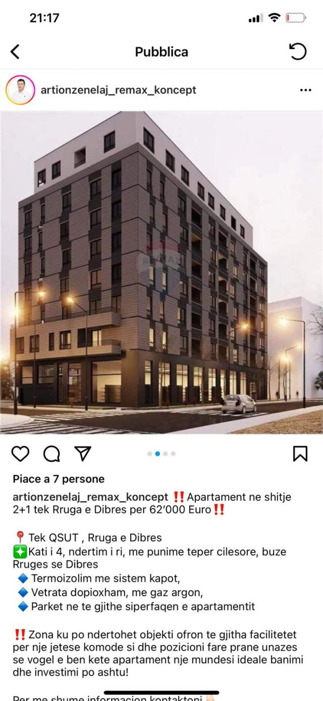 Tirane, shitet apartament 2+1 Kati 8, 103 m² 87.000 Euro (Rruga e Dibrës)