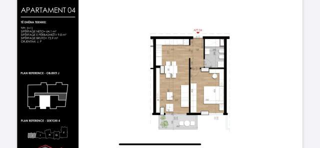 Tirane, shitet apartament 1+1+BLK Kati 5, 74 m² 66.000 Euro (Fusha e Aviacionit)