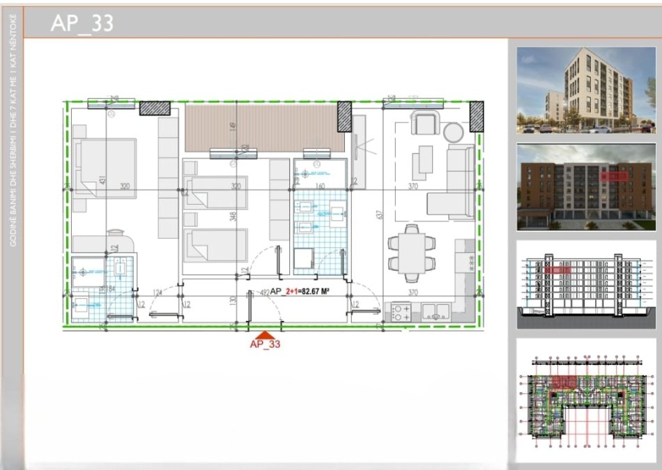 Tirane, shitet apartament 2+1 Kati 6, sip 96 m²çmimi 800 euro/m2 (KAMEZ)