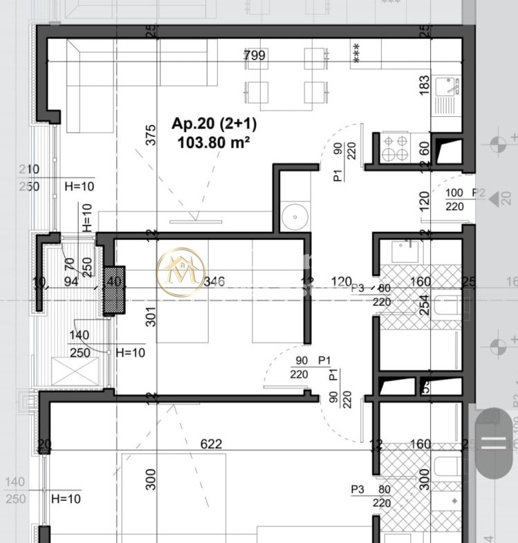 Tirane, shitet apartament 2+1 Kati 4, 104 m² 140.130 € (Laprake)