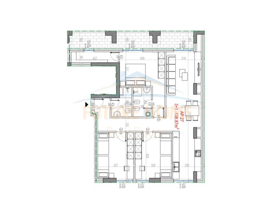 Tirane, shitet apartament 3+1+Ballkon Kati 8, 139 m² 455.000 € (Rruga e Kavajes)