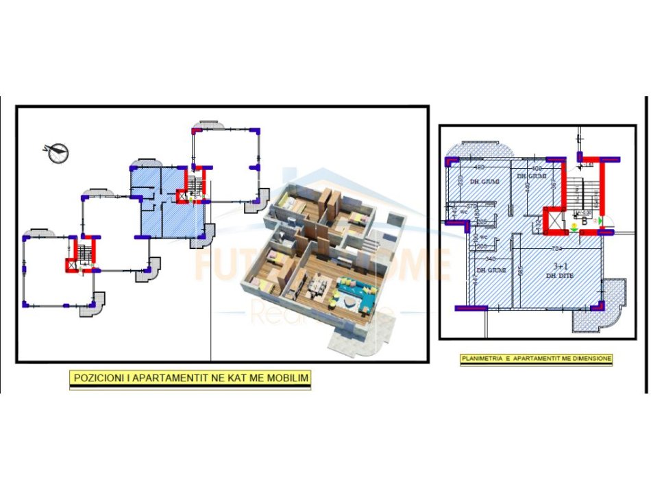 Tirane, shitet apartament 3+1+Ballkon Kati 1, 145 m² 232.500 € (Rruga panorama e Liqenit)